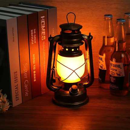 led充电酒吧台灯复古清吧装饰桌灯铁艺户外露营煤油灯马灯