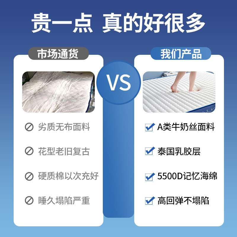 加厚乳胶床垫家用软垫子1.5米m海绵床垫单人学生宿舍床垫铺底褥子