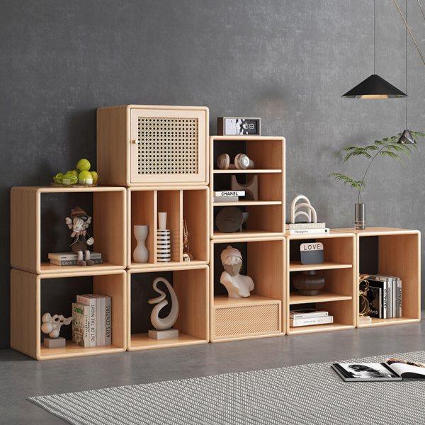 实木藤编收纳柜自由组合格子柜日式客厅落地置物书架储物柜小书柜,住宅家具,组合书柜,淘宝优惠券,粉丝福利购,淘宝优惠卷