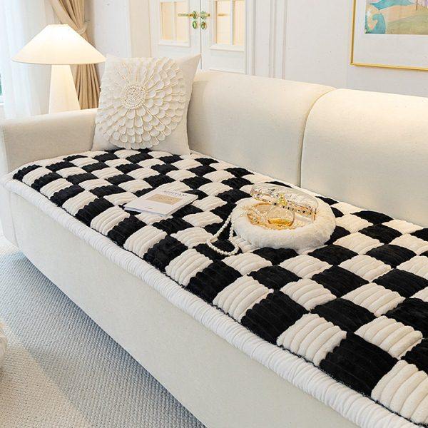 法式轻奢毛绒沙发垫春夏2024新款防滑加厚棋盘格直排沙发坐垫椅垫,居家布艺,沙发垫,淘宝优惠券,粉丝福利购,淘宝优惠卷