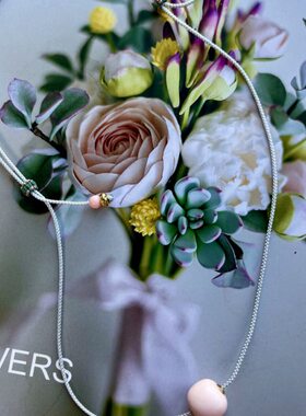 天然正品粉贝珊瑚贝老型珠单颗锁骨链女项链水晶原矿海洋宝石欧美