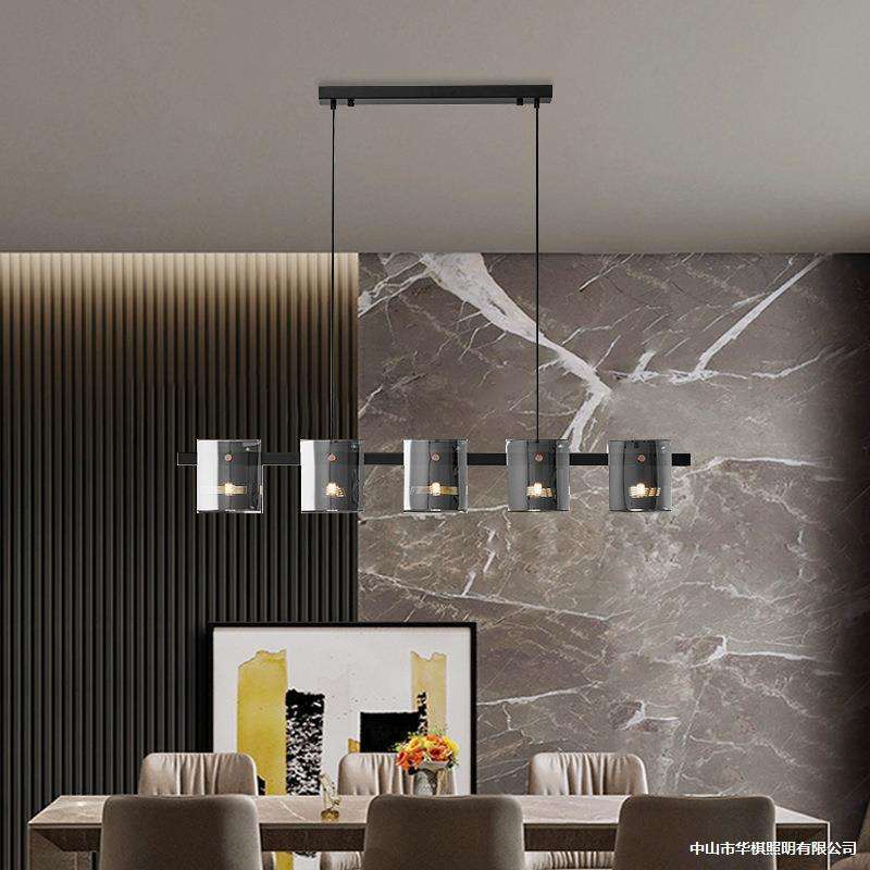 意式极简餐厅长条吊灯现代简约餐桌设计师款岛台吊灯一字吧台灯