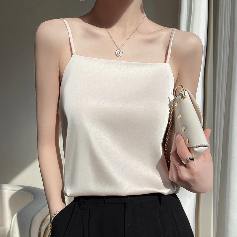 吊带背心女白色真丝外穿西服西装夏季新款打底内搭醋酸缎面上衣