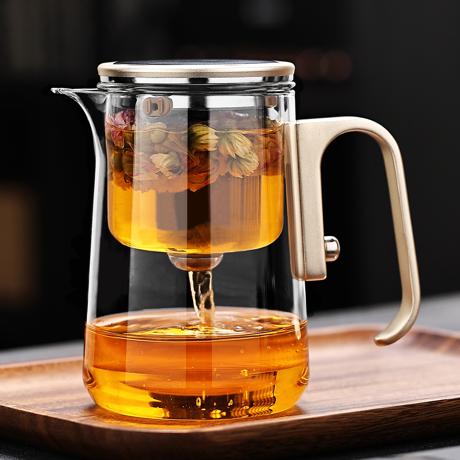 新款飘逸杯泡茶壶玻璃泡茶杯大容量茶水分离杯自动过滤茶具冲茶器