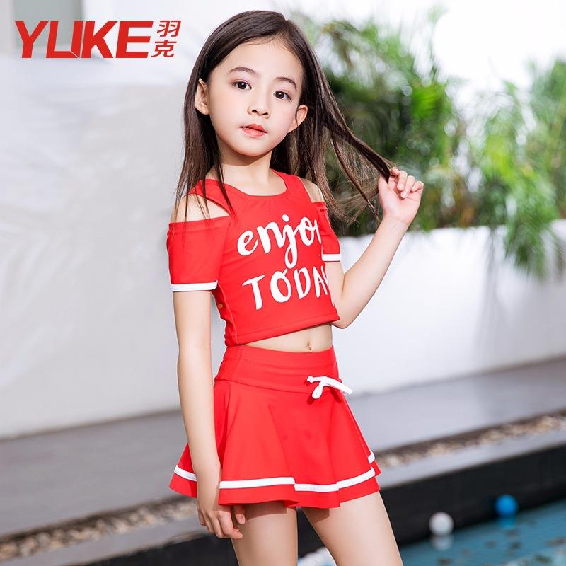 2025新款新款羽克儿童泳衣女童中大童分体公主裙式温泉游泳衣宝宝