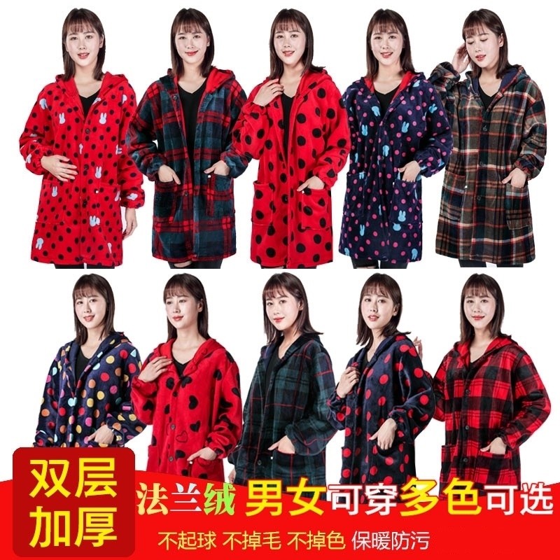 外冬天冬季加绒老人正穿罩衣羽绒服大人加厚女士工作服加棉珊瑚绒
