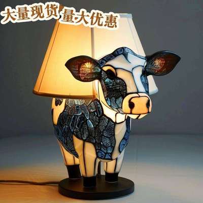 Animal Table Lamp 苏格兰高地牛动物台灯创意树脂家居床头台灯摆