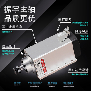 220V方形飛邊風冷電機ER20雕刻機配件 振宇雕刻機主軸35kw380vV