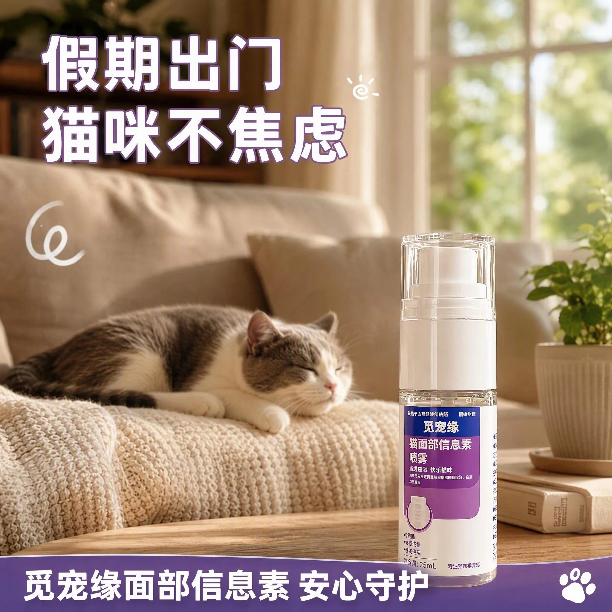 觅宠缘面部信息素猫咪喷雾情绪舒缓剂求偶情抑制非药防应激假期