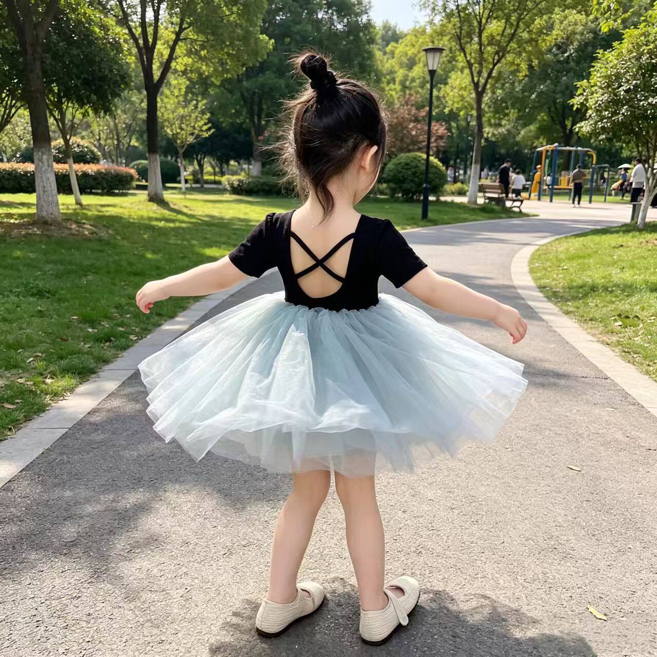 女童短袖露背连衣裙2026夏季新品