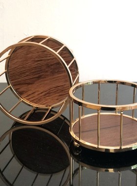 现代金色金属摆设饰品工艺品摆件花器花瓶盆栽盘托装饰底托底座架