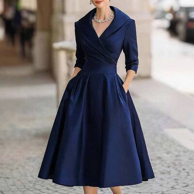Elegant long sleeved dress with temperament 气质收腰优雅长裙