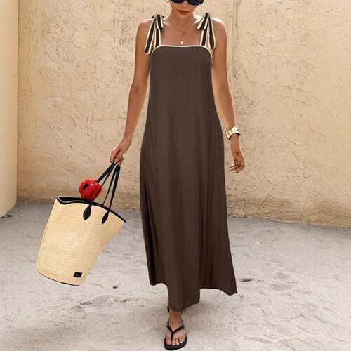 off-shoulder dress2026欧美新款女装法式风情休闲系带露肩连衣裙