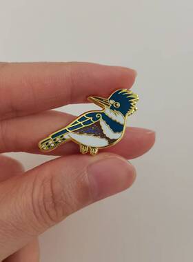 白腰翡翠属翠鸟金属胸针鸟类爱好者收集饰品珍稀鸟类徽章