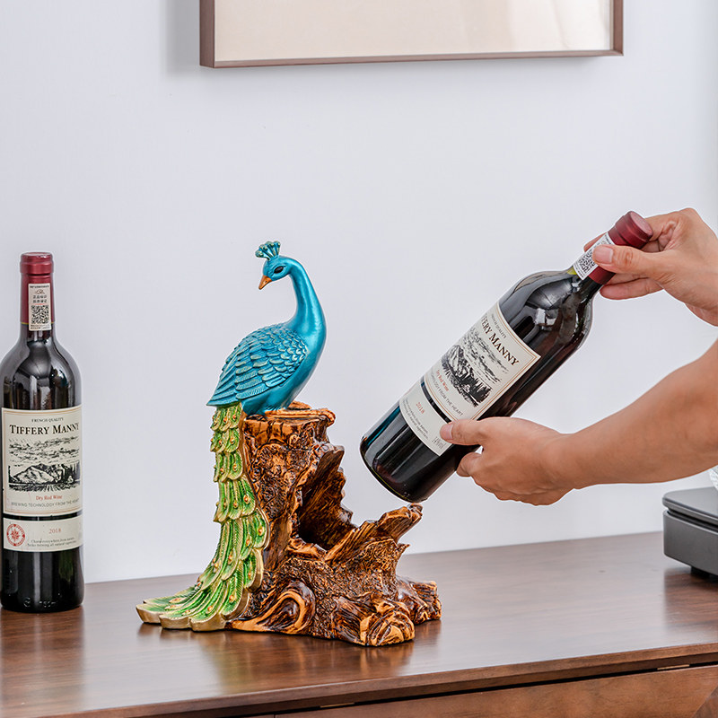现代简约创意孔雀红酒架摆件家居客厅酒柜装饰品天鹅轻奢乔迁礼物