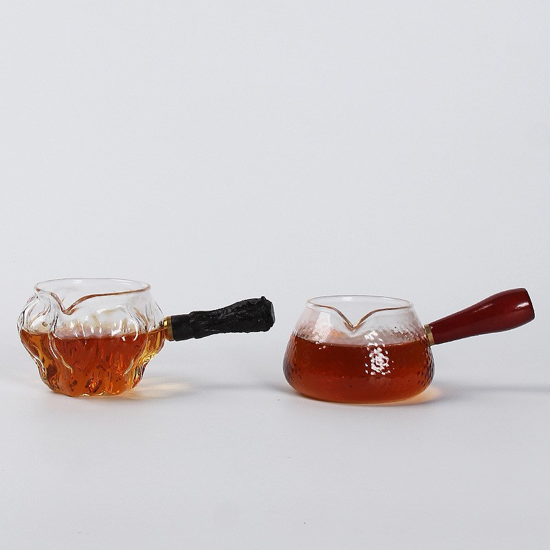 计春侧把公道杯玻璃分茶器耐热公杯加厚过滤功夫茶具配件茶漏套装