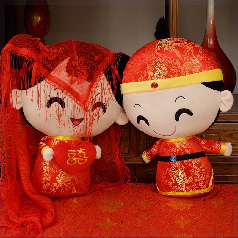 新婚庆压床娃娃一对公仔情侣玩偶毛绒玩具创意结婚礼物婚房喜抱枕