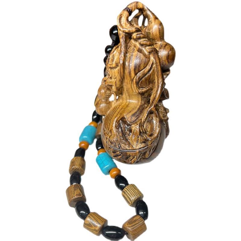 印尼沉香木手工木雕手捻小葫芦手把件木质文玩工艺品摆饰小挂件