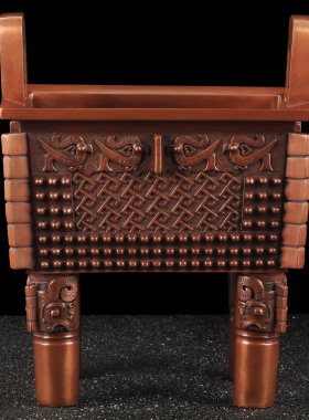 紫铜司父戊方鼎摆件鼎盛千秋铜鼎家居客厅玄关书房装饰品商务礼品