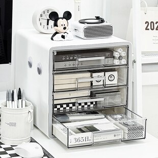 收纳盒分层文件架抽屉式办公室a4打印纸档案文具资料工位收纳柜