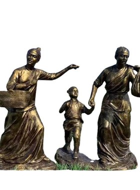 玻璃钢仿观物铜民俗雕塑人雕塑 铜民俗耕种铸雕塑商业步行街景雕