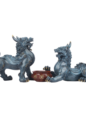 彩铜貔貅摆件一对客厅玄关装饰神兽办公室工艺品公司乔迁开业礼品