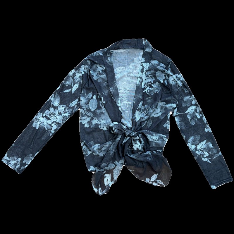 一格舞蹈网纱印花古典舞纱衣现代舞芭蕾系带2024新款艺考练功服女