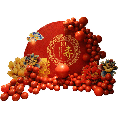 老人寿宴生日装饰场景布置八十岁金婚气球过寿字背景墙祝大寿用品