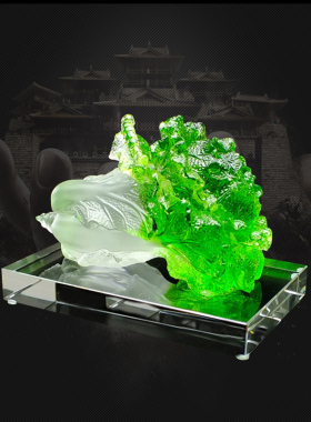 琉璃白菜招財百财工艺品摆件店铺开业礼品客厅玄关酒柜中式装饰品