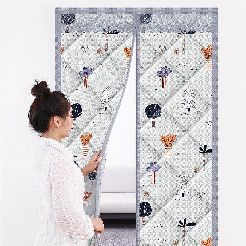 秋冬家用磁铁棉门帘加厚保暖隔音防风自吸空调帘子皮革免打孔保温