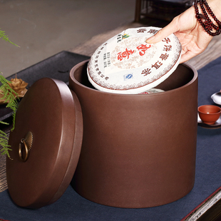醒茶存储罐 宜兴紫砂茶叶罐密封罐普洱茶陶瓷大号超大家用茶罐中式