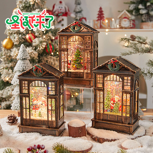 饰品音乐盒桌面小摆件氛围布置 圣诞节发光蜡烛水晶飘雪花小夜灯装