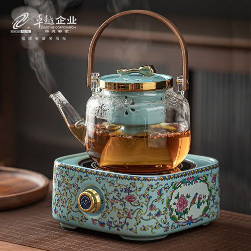 围炉煮茶b家用室内电陶炉小型玻璃蒸茶器煮茶壶套装四季见禧方炉