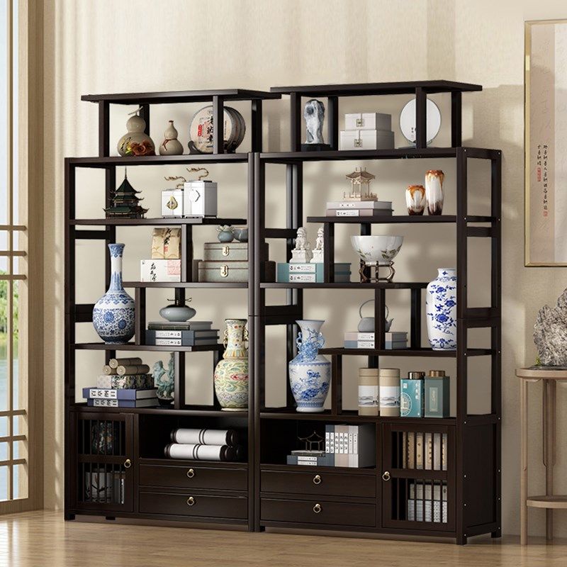 中式茶柜置物架茶室博古架家用茶叶茶具展示架非实木紫砂壶摆放架