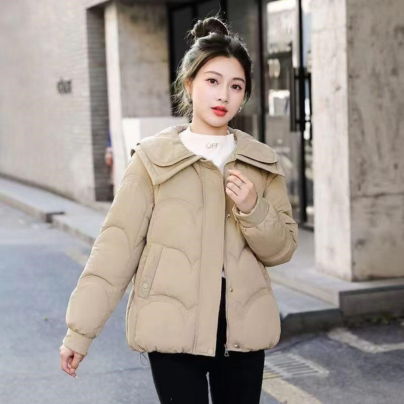 秋冬新款小个子宽松面包服洋气加厚双层领棉袄棉服U短款羽绒棉衣