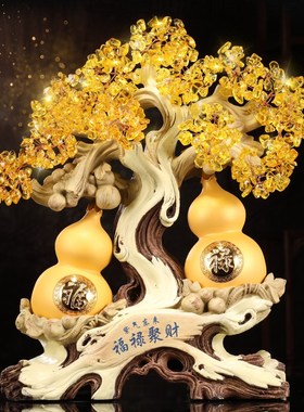 招财水晶树葫芦摆件福禄聚財B家居客厅博古架装饰品开业礼品