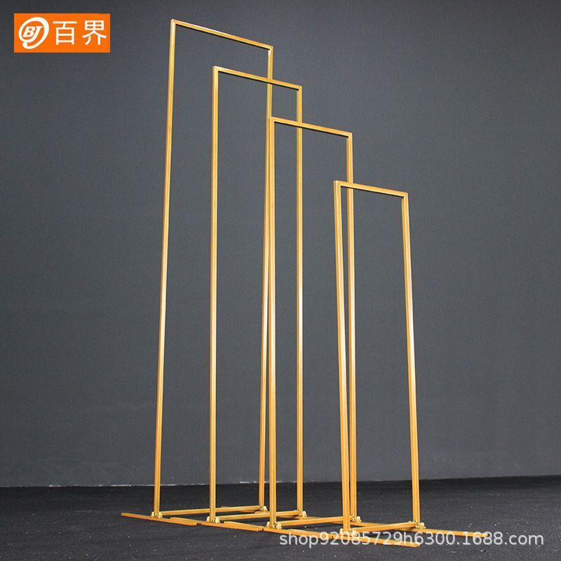 铁艺简约几何四连框 婚礼路x引现场布置装饰陈列摄影背景婚庆道具