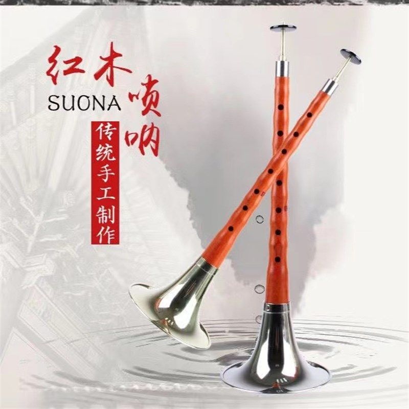 D调红木D调银碗o黑檀木唢呐乐器初学者老大小号红木哨片