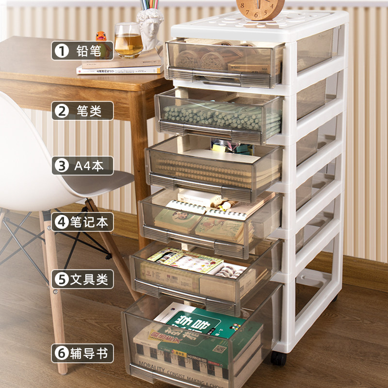 办公室文件收纳柜子抽屉式塑料多层文具柜桌下面a4文件整理置物柜