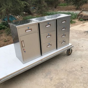定做304不锈钢文件柜矮柜带锁收纳储物抽屉活动一斗一门床头小柜