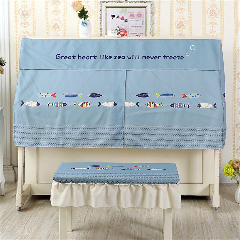 新款韩式a印花钢琴罩卡通钢琴半罩防尘不透色布艺推荐包邮