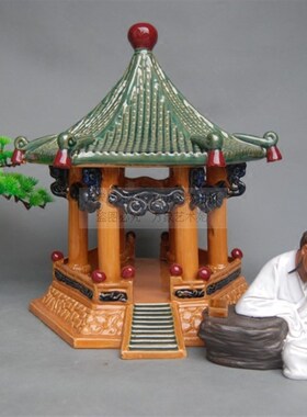 中国风陶瓷赵恒读书假山盆景摆件人物造景装饰品家居书桌台工艺品