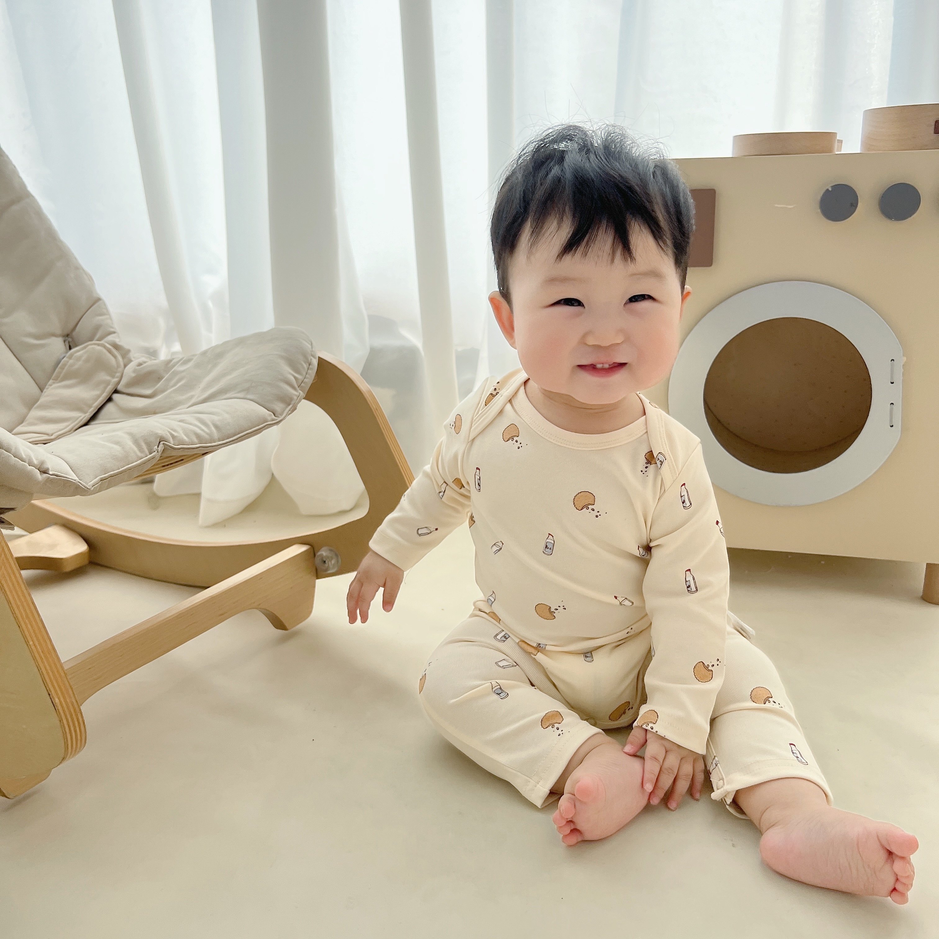 婴儿ins风连体衣春秋薄款宝宝秋B装弹力长袖套头哈衣幼儿外出爬服