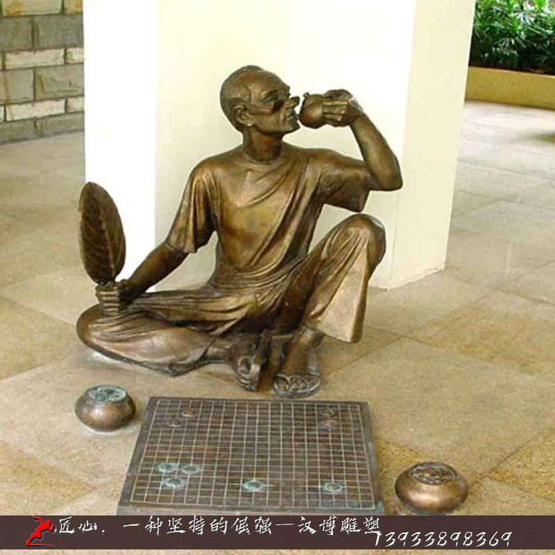 玻璃钢仿铜雕塑制作下棋人物雕塑定做大型公园园林景观雕塑装饰