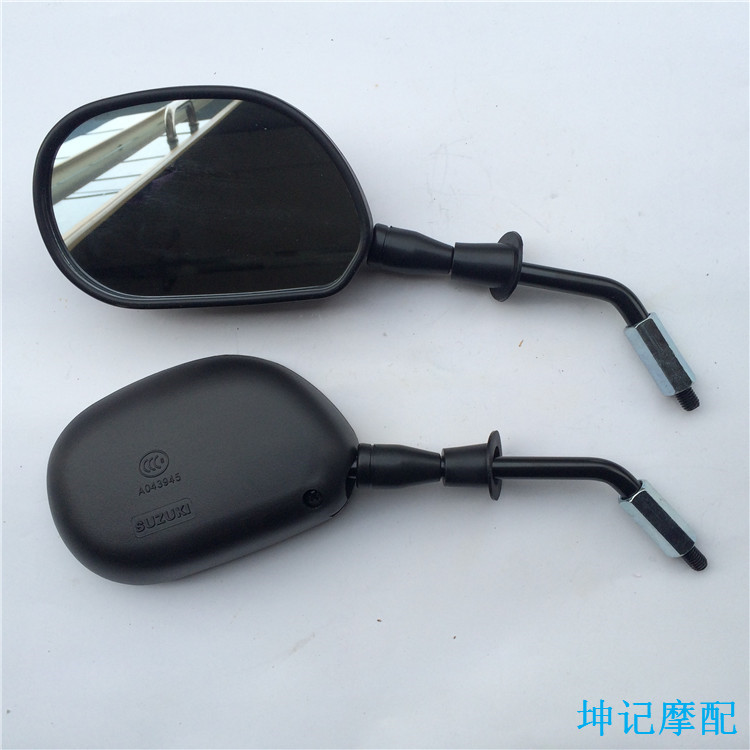 适用轻骑铃木弯梁摩托车配件赛驰QS110后视镜反光镜倒车镜原装
