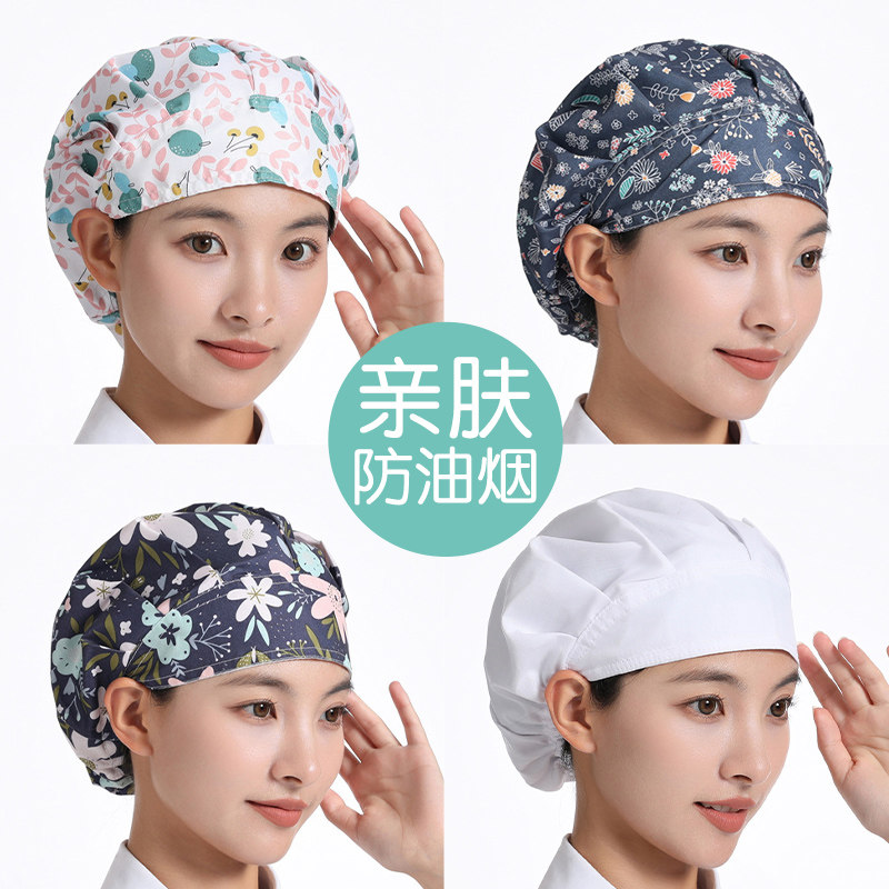 厨师帽厨房工作帽女款专用头套做饭帽子防掉发防尘卫生帽餐饮食品