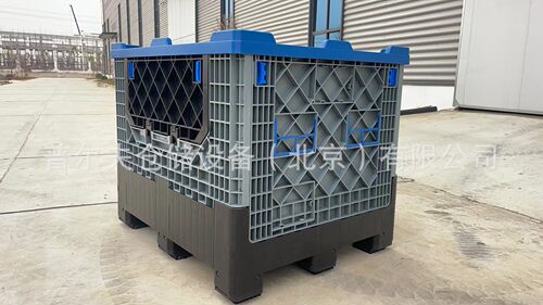 塑料折叠卡板箱水果网格式物流箱加厚立体库封闭式可开四门集运箱