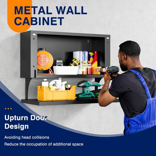 跨境壁挂式置物架免打孔上墙五金工具架吊柜下储物柜厨房收纳壁柜