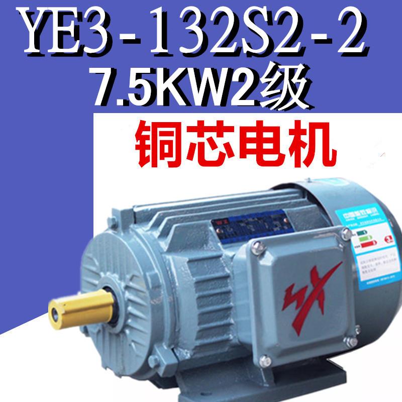 7.5KW2级电机YE3-132S2-2极三相异步电动机7.5千瓦二级铜线YX3VF2