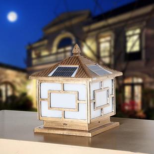 新中式全铝防水太阳能柱头灯户外照明灯具围墙灯复古庭院灯